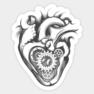 Mechanical Heart Retro Illustration Sticker